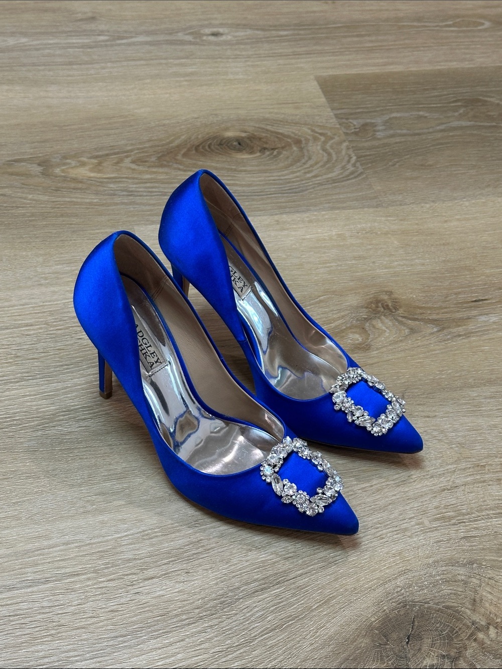 Badgley Mischka Royal Blue Embellished Pointed-Toe Pumps - Women